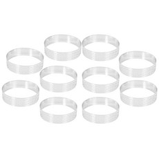 10 개 원형 스테인레스 스틸 타트 링 타워 파이 케이크 금형 베이킹 도구 천공 케이크 무스 링 8cm, 1개