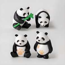 Morningscent 熊貓Panda迷你模型公仔 4種組, 混色