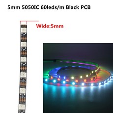 유연한 RGB LED 스트립 개별 주소 지정 가능 픽셀 PCB 1m 2m WS2812B SMD3535 5050 60/144 LED/m 4mm 5mm 8mm WS2812, 1개, 04 5mm 5050SMD Black