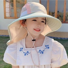 아동 배색 플랩캡 뒷챙 모자 물놀이 수영장 버킷햇 야외 숲 체험 키즈 유아 어린이 남아 여아 사파리