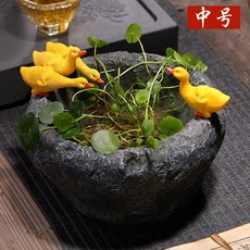 모조 돌 수경 화분 천연 가습기 정원 수반 장식, 돌모조 오리 (중)