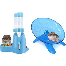 원티 햄스터 물병 물 디스펜서 저빌 마우스를 위한 조용한 운동 러닝 휠 블루 125ML, Blue, 1개