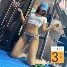 여자 바디프로필속옷 유럽풍 배색 삼각 스포츠 레깅스 이너 브라질리언 팬티 3색세트