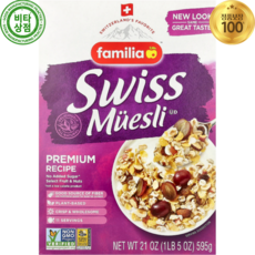 패밀리아 스위스 뮤즐리 씨리얼 식물성 프리미엄 레시피 슈가프리 무설탕 595g Swiss Muesli Recipe No Added Sugar, 1개