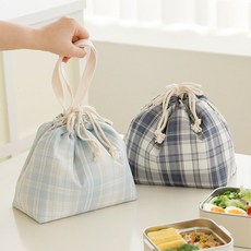 네이쳐리빙 체크봉봉 보냉보온 도시락가방, 스카이 스카이