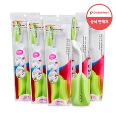 더블하트 플라스틱 젖병용 스펀지 브러쉬, 5개, 초록색