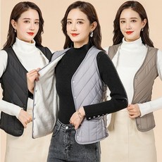 여성 경량패딩조끼 루즈핏 기모 두툼한 안감 조끼 베스트 다운 패딩