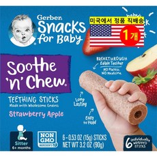Gerber 6개월 이상 유아용 치발기 스틱 6개입 90g 1개, 15g