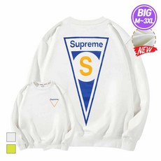 오시오컴퍼니 X 슈프림 빅사이즈(M~3XL) 특양맨투맨 오버핏 에스로고 남녀공용 긴팔 맨투맨 티셔츠 기모선택