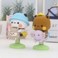 귀여운 부부 두두 팬더 곰 용수철 피규어, 1개, White