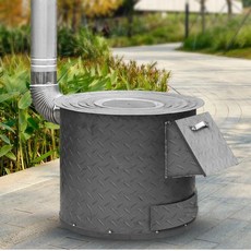 무쇠 아궁이 스토브 야외 솥걸이 전원주택 주물공장 35cm, 1개, 02.40장작난로+철판냄비세트, 58cm