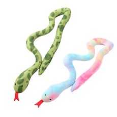 둥둥펫 고양이 캣닢 쿠션 인형 뱀 장난감, 1세트, 점박이그린+레인보우