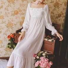 시크릿로즈 면 롱 원피스 잠옷 홈웨어