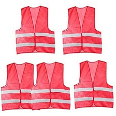 uxcell Reflective Mesh Design Security Vest for Jogging Traffic Safety Dark Red 5pcs, 상세 설명 참조0