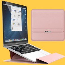 솔플레이스 맥북 LG그램 삼성 노트북 파우치 가죽 커버, 15/15.6/16인치 그린 파우치