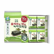 지도표 성경김 올리브&녹차 도시락 16단(4g X 16봉), 4g, 16개