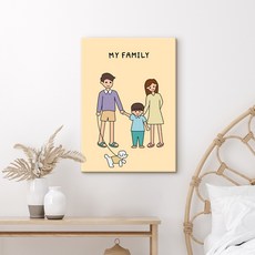 더아트컴퍼니 가족 일러스트 포스터 34종 아기방 인테리어 그림 액자 신혼부부 집들이 출산 선물 (1~17번), 15.네가족 (강아지)