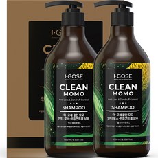 이고세 클린 모모 설페이트 FREE 안티로스 두피 냄새 가려움 비듬컨트롤 탈모 샴푸, 2개, 1L