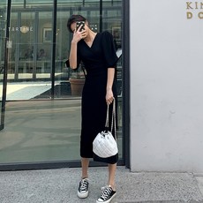 떳다그녀 메리미 브이넥 롱 원피스