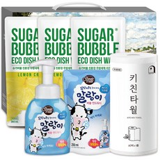 슈가버블 집들이 선물세트 98호 (주방세제 + 말랑이 핸드워시 + 키친타올), 1개