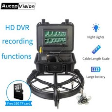내시경카메라하수구 카메라 파이프 검사 방수 IP68 내시경 DVR 포함 산업용 배관 뱀 30M/100FT HD 1200TVL, 02 30m_01 with WIFI, 1개