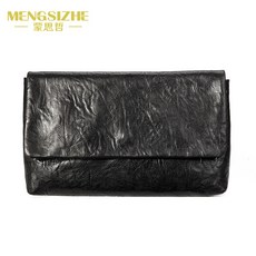 몬 스 철 (MENSIZHE) 브랜드 빈 티 지 핸드 메 이 드 가죽 지갑 남성 심 플 코 디 톱 소 가죽 심 플 토 트 백 블랙