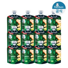 [공식판매점] 거버 NEW 오가닉 파우치 배 사과 바나나 9+3개(총12개)