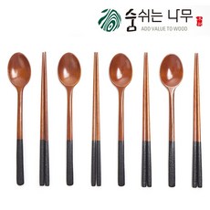 [숨쉬는나무] 옻칠 나무 참숯 수저 4인세트, 혼합색상, 젓가락4p+숟가락4p, 1개