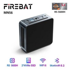 FIREBAT 미니 PC 게이머 게이밍 데스크탑 컴퓨터용 AMD Ryzen 5 5600H Windows 11 DDR4 Nvme SSD 미니 PC WIFI6 BT5.2, 1.5600H 16G 512g - EU, 없음, 01 EU, 03 5700U 16G 512g