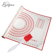 Lmetjma 재사용 할 수있는 실리콘 생과자 매트 측정을 가진 미끄러지지 않는 베이킹 매트 롤링 반죽 생과자 매트 오븐 라이너 매트 kc0230|베이킹 매트&라이너|, 단일, 1개, 60 x 60cm Red