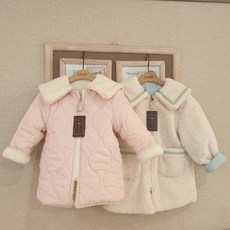 치크 21 F/W 유아 아동 키즈 토들러 여아 겨울 신상품! 실물깡패! 양면으로 어느쪽으로 코디해도 러블리! 깜찍! 롱한 기장으로 우리 공주들 따뜻하게! 양면 롱기장 뽀글이 점퍼