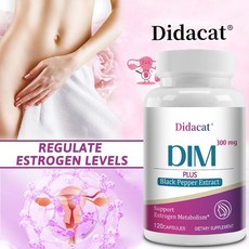 DIM 300mg 보충제 복합체(120캡슐) 디인돌릴메탄과 흑후추 DIM은 체중 감소 폐경기 완화 안드로겐 대사 호르몬 균형 및 호르몬 균형에 도움을 줍니다., 60캡슐-3병, 120정, 3개
