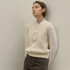 나인 울 헤어리 피셔맨 니트 베스트 VT-0252