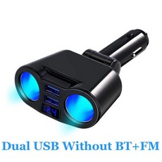 차량용 충전기 블루투스 FM 송신기 담배 라이터 듀얼 USB QC 3.0 스플리터 고속 12V 자동 핸즈프리 통화, 01 Without FM BT