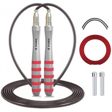 KALINCO 건너 뛰기 로프 점프 트레이너 속도 로프 강철 로프 안티 슬립 핸들 레드, 단일옵션