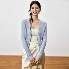 파운더스가디건 니트 여름 라운드넥 슬림핏 데일리 긴팔