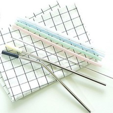 메이앤홈 위생적인 실리콘 스텐 빨대 세척솔, 스텐빨대(커브형), 1개