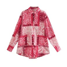 Women Fashion Loose Printed Shirts Vintage Long [G00070388]