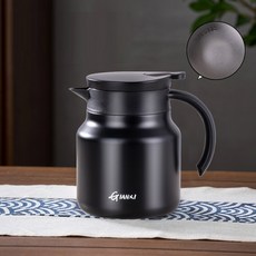스틸 대구경 티팟 주전자 냄비 가정용 스테인리스 차주전자 차 대용량 분리 스튜, black teapot 800ml, 1개
