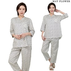메이플라워 도트솔레 순면 주자 40수 여성 7부 잠옷 홈웨어 상하의 세트