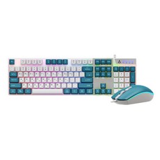 앱코 투톤 멤브레인 레인보우 LED 게이밍 키보드 마우스 세트 V1, KM500K, WHITE, 일반형