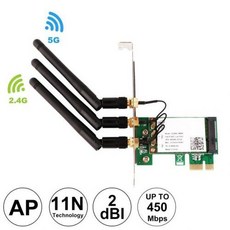 [해외] 데스크탑 컴퓨터 용 2DBI WIFI 외부 분리형 안테나가있는 UBIT 무선 듀얼 밴드 WIE53 PCIE WIFI 어댑터 네트워크 카드, 검정