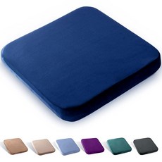 CHIC-COMFORT 메모리 폼 스퀘어 시트 쿠션 40.6 x 41cm 16 x 16인치 등 좌골 신경통 통증 압력 완화 의자 패드 벨벳 커버 사무실 의자 자동차, 네이비 블루