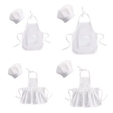 2Pcs 귀여운 아기 요리사 앞치마와 모자 유아 키즈 화이트 쿡 의상 사진 G99C|신생아 사진|, S(A2), For Baby Girl(A2)