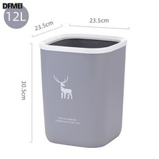 DFMEI 뚜껑 없는 휴지통 사각 주방 라지 입통 거실 침실, 라지 그레이