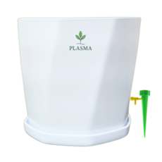 PLASMA 8각 중형 화분 물공급기 세트 23cm X 20cm, 1개, 밝은흰색