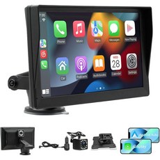 IHOKIT 9인치 카플레이 화면(2.5K Dash Cam 포함) 휴대용 라디오(Apple Carplay & Android Auto 블루투스/거울 링크/FM/AUX 포함 카 오, IHOKIT 9인치 카플레이 화면(2.5K Dash C