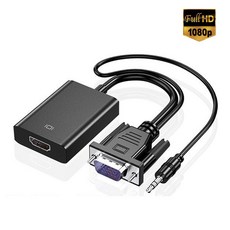 풀 HD 1080P VGA HDMI 컨버터 어댑터 케이블 오디오 출력 VGA HDMI 어댑터 PC 노트북 HDTV 프로젝터|HDMI 케이블|, 단일, 1개, 단일