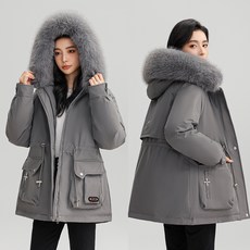 시연 2024 겨울패딩 두꺼운 모피 후드 여성 아우터 패딩점퍼 상품 이미지