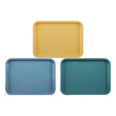 논슬립 쟁반 홈 카페 플라스틱 가벼운 사각 트레이 3가지 컬러, 옐로우 L